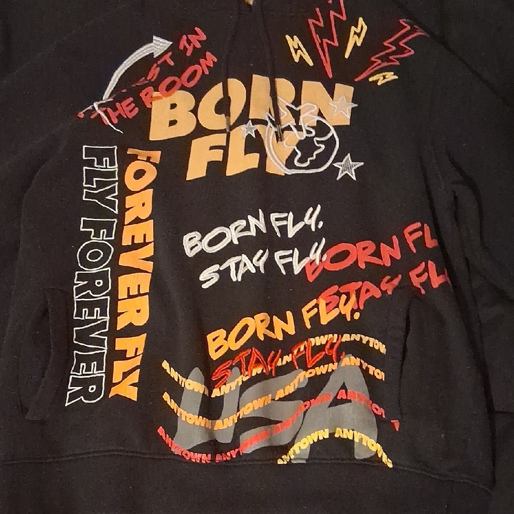 Born Fly Men's Graphic Hoodie - Black and Red